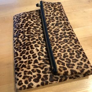 TALBOTS leopard print zip clutch